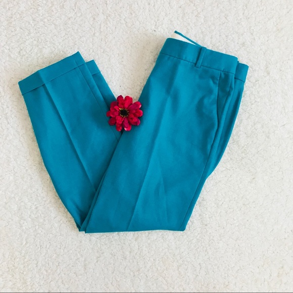 J. Crew Cafe Capri 100% Wool Teal Blue Size 6 - Picture 2 of 7